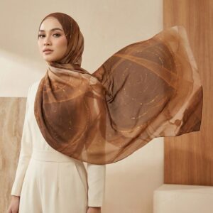 Pashmina Motif Print Series Ceruty Babydoll | Chiffon - Velvet Sienna