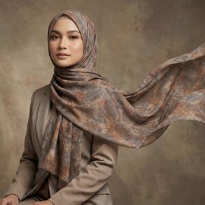 Pashmina Motif Print Series Ceruty Babydoll | Chiffon - Fleur de Cendres