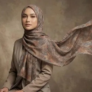 Pashmina Motif Print Series Ceruty Babydoll | Chiffon - Fleur de Cendres