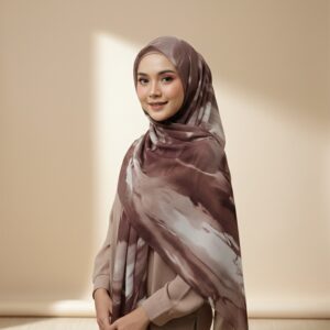 Pashmina Motif Print Series Ceruty Babydoll | Chiffon - Dusty-Truffle