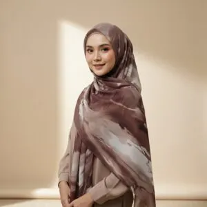 Pashmina Motif Print Series Ceruty Babydoll | Chiffon - Dusty-Truffle