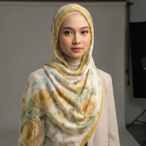 Pashmina Motif Print Series Ceruty Babydoll | Chiffon - Forest-Mist