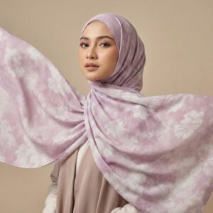 Pashmina Motif Print Series Ceruty Babydoll | Chiffon - Blush Petal