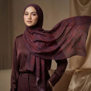 Pashmina Motif Print Series Ceruty Babydoll | Chiffon - Jardin Rouge