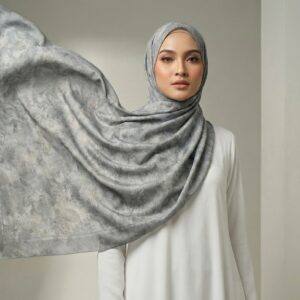 Pashmina Motif Print Series Ceruty Babydoll | Chiffon - Ethereal Mist