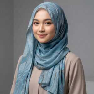 Pashmina Motif Print Series Ceruty Babydoll | Chiffon - Dusk-Shadow