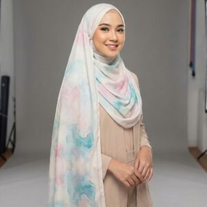 Pashmina Motif Print Series Ceruty Babydoll | Chiffon - Aquarelle-Dream