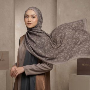 Pashmina Motif Print Series Ceruty Babydoll | Chiffon - Taupe Paisley