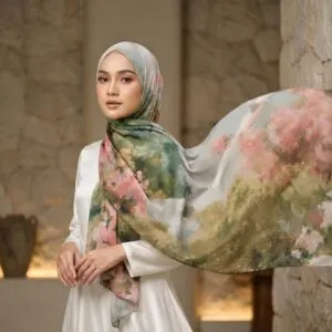 Pashmina Motif Print Series Ceruty Babydoll | Chiffon - Secret Garden
