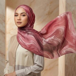 Pashmina Motif Print Series Ceruty Babydoll | Chiffon - Inked Flow