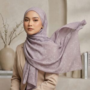 Pashmina Motif Print Series Ceruty Babydoll | Chiffon - Lilac Veil