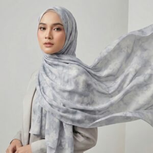 Pashmina Motif Print Series Ceruty Babydoll | Chiffon - Bleu Serenade