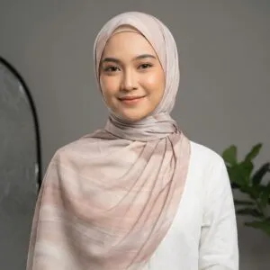 Pashmina Motif Print Series Ceruty Babydoll | Chiffon - Champagne-Agate