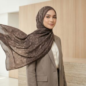 Pashmina Motif Print Series Ceruty Babydoll | Chiffon - Deep Mocha Paisley