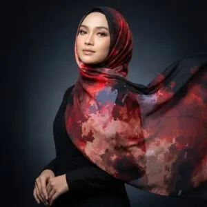 Pashmina Motif Print Series Ceruty Babydoll | Chiffon - Garnet Spice