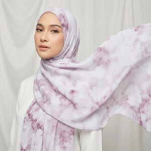 Pashmina Motif Print Series Ceruty Babydoll | Chiffon - Lilac Mist