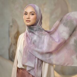 Pashmina Motif Print Series Ceruty Babydoll | Chiffon - Lilac Abstract