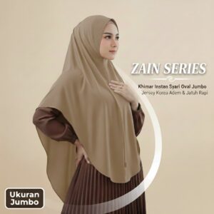 Khimar Instan Syari Oval Jumbo Jersey Korea Adem & Jatuh Rapi - Zain Series