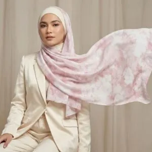 Pashmina Motif Print Series Ceruty Babydoll | Chiffon - Rose Cloud