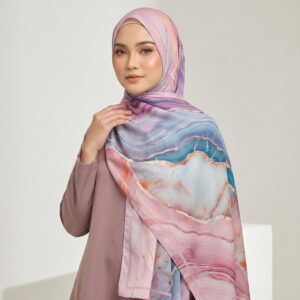 Pashmina Motif Print Series Ceruty Babydoll | Chiffon - Cosmic-BerrySwirl
