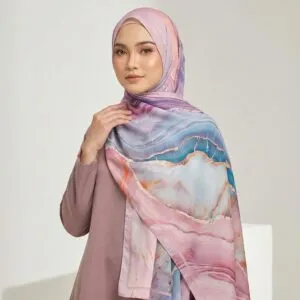 Pashmina Motif Print Series Ceruty Babydoll | Chiffon - Cosmic-BerrySwirl