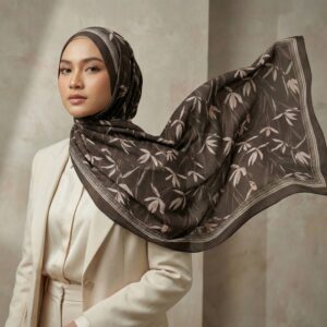 Pashmina Motif Print Series Ceruty Babydoll | Chiffon - Graceful Vines