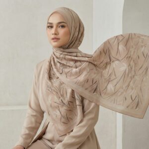 Pashmina Motif Print Series Ceruty Babydoll | Chiffon - Breeze Leaf