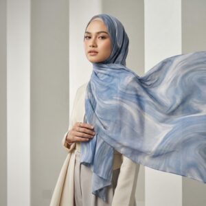 Pashmina Motif Print Series Ceruty Babydoll | Chiffon - Mineral Flow