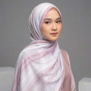 Pashmina Motif Print Series Ceruty Babydoll | Chiffon - Mauve-Ash