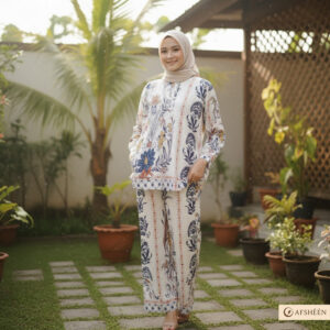 Mia One Set Blouse Lengan 7/8 & Kulot Panjang Rayon Motif, Adem & Nyaman | Irmalaila Series
