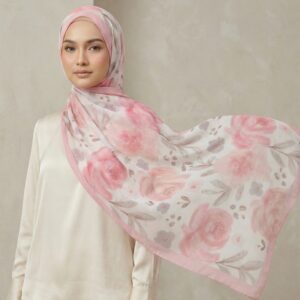 Pashmina Motif Print Series Ceruty Babydoll | Chiffon - Romantic Dusty Rose