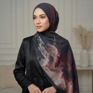Pashmina Motif Print Series Ceruty Babydoll | Chiffon - Twilight Smoke