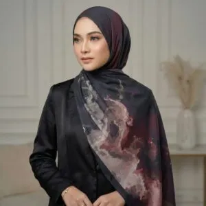 Pashmina Motif Print Series Ceruty Babydoll | Chiffon - Twilight Smoke