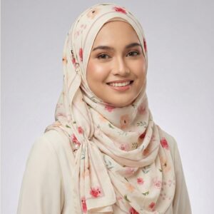 Pashmina Motif Print Series Ceruty Babydoll | Chiffon - Floral-Pastel
