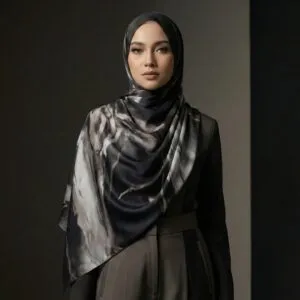 Pashmina Motif Print Series Ceruty Babydoll | Chiffon - Black Onyx