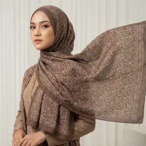 Pashmina Motif Print Series Ceruty Babydoll | Chiffon - Velour Mocha