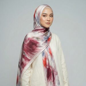Pashmina Motif Print Series Ceruty Babydoll | Chiffon - Rouge-Mist-Floral