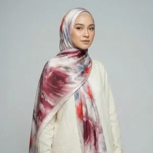 Pashmina Motif Print Series Ceruty Babydoll | Chiffon - Rouge-Mist-Floral