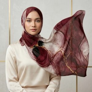 Pashmina Motif Print Series Ceruty Babydoll | Chiffon - Crimson Alchemy