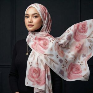Pashmina Motif Print Series Ceruty Babydoll | Chiffon - Rosa Delicacy